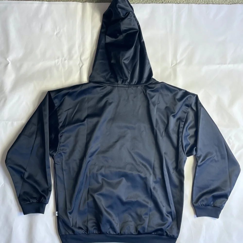 Adidas Satin Navy Blue Trefoil Hoodie Size: Medium - Picture 4 of 5